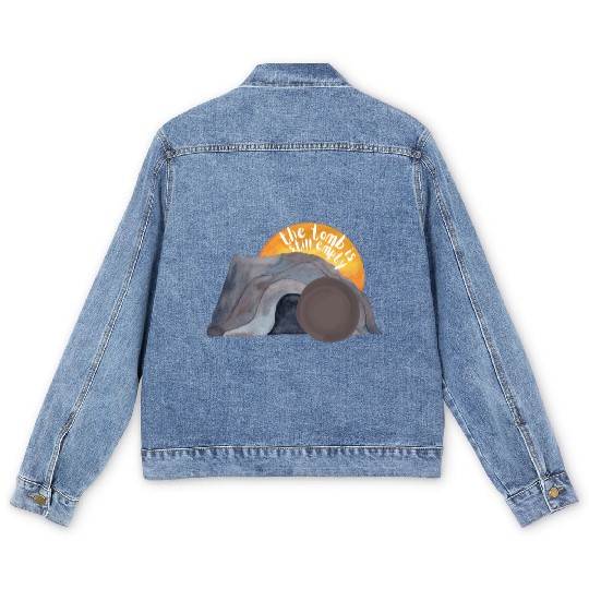 The tomb was empty Christian easter sunset Men's Denim Jackets
