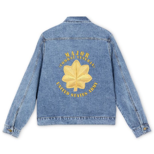 Army Major MAJ Combat Veteran V1 Men's Denim Jackets