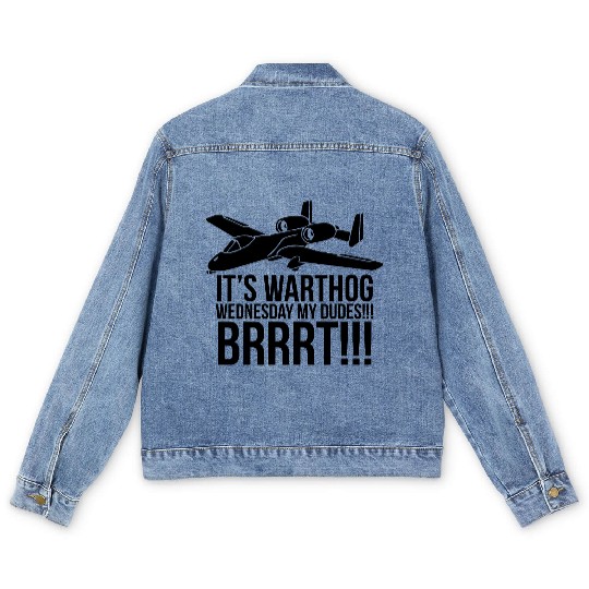 IT S WARTHOG WEDNESDAY DUDES BRRRT Men's Denim Jackets