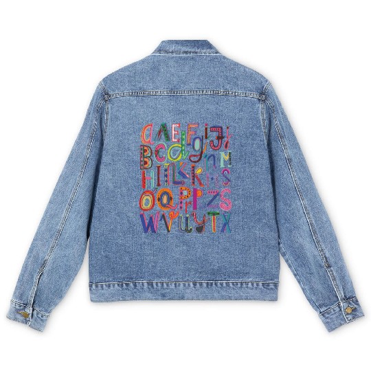 Kindergarten Teacher , Preschool Teacher Alphabet Men's Denim Jackets