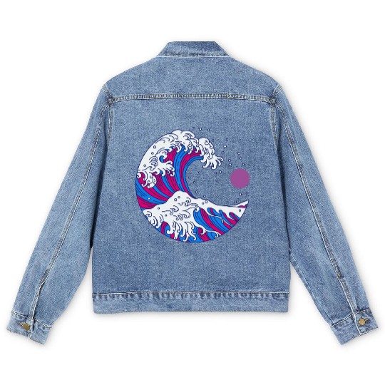 Circular Japanese Bi Wave. Bisexual Pride. Men's Denim Jackets