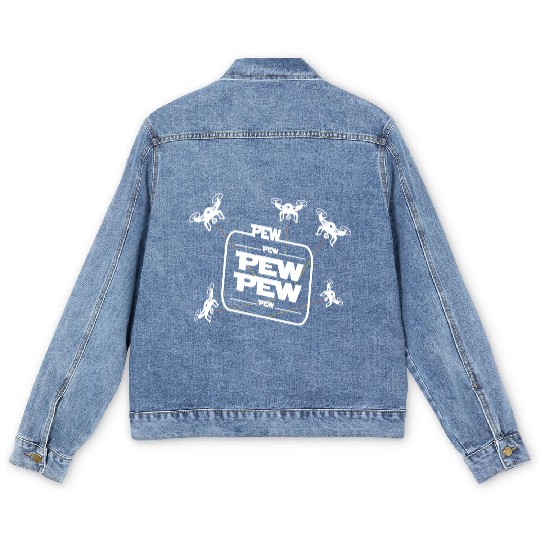 Pew Pew Pew With Drone Men's Denim Jackets