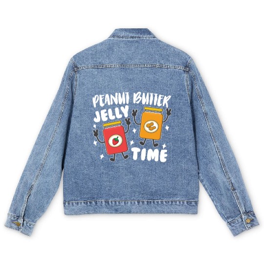 Peanni Butter Jelly Time Friend Peanut Strawberry Men's Denim Jackets