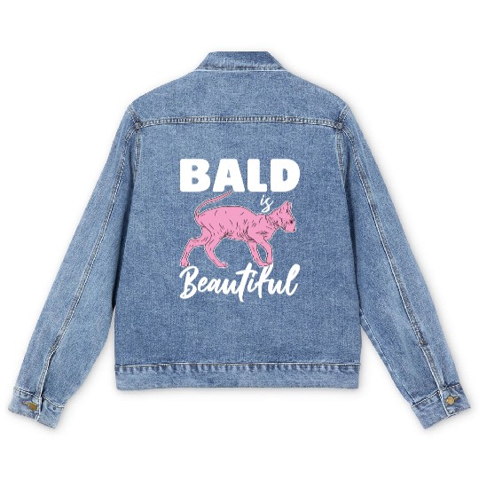 Bald Is Beautiful Sphynx Cat Hair less Sphynx Men's Denim Jackets
