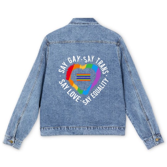 LGBT Transgender Pride Flag Gift Say Gay Say Trans Men's Denim Jackets