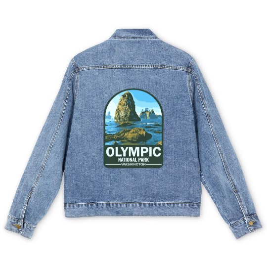 OLYMPIC national park Washington usa Men's Denim Jackets