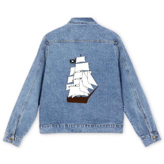 Pirate Ship, pirates, Carribean Men's Denim Jackets