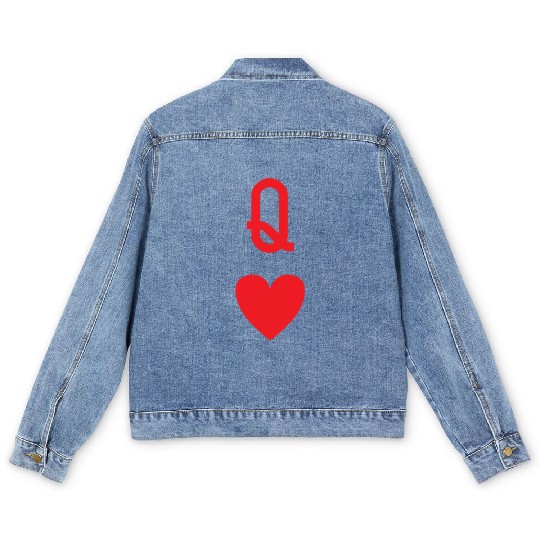 Q for Queen of Heart Men's Denim Jackets