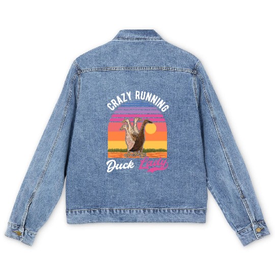 Crazy Running Duck Lady Indian Men's Denim Jackets