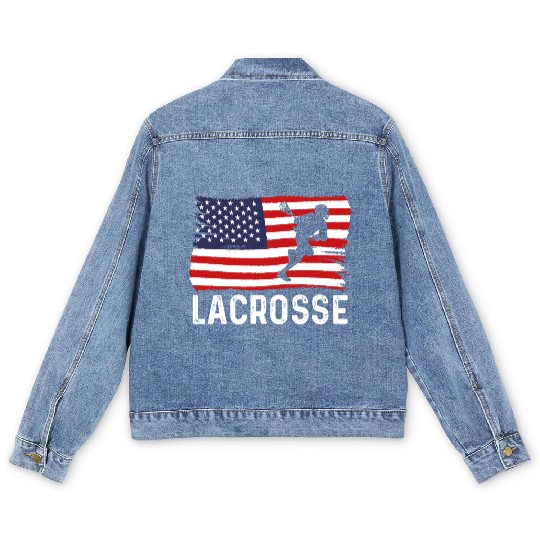 Lacrosse American Flag USA 4th Of July Men's Denim Jackets