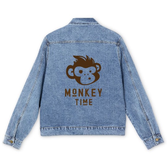 It's Monkey Time Cute Funny Monkey Face Men's Denim Jackets