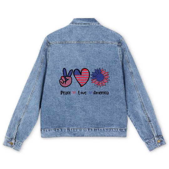 Peace Love America 4th July Gift Men's Denim Jackets Design