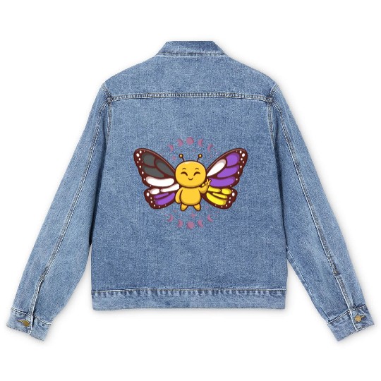 Gender Non-Binary Monarch Butterfly Subtle Pride Men's Denim Jackets