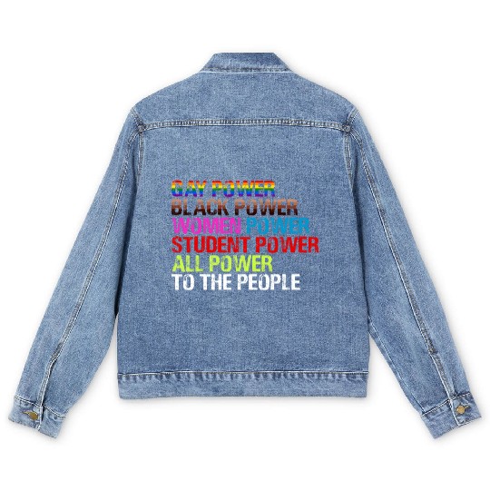 Gay Power Black Power Women Power LGBTQ Gay Pride Men's Denim Jackets
