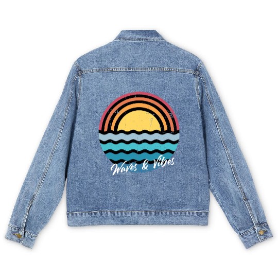 Positive Vibes Surf and Waves Summer. Men's Denim Jackets