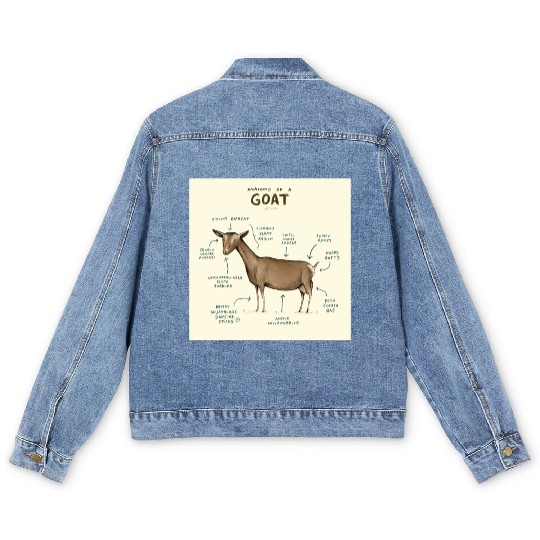 anatomy of a goat greeting card Men's Denim Jackets