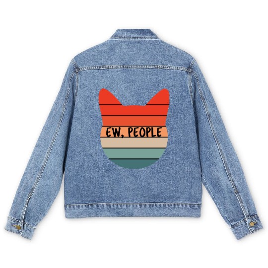 Ew People Cat Retro Sunset Colors Men's Denim Jackets