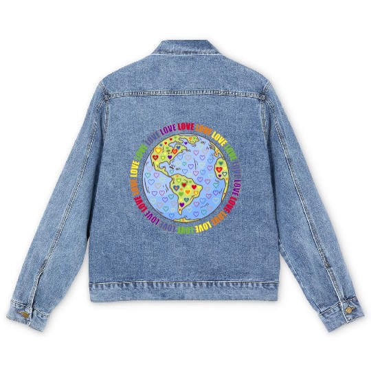 LGBT Pride Rainbow Hearts Lesbian Gay Bi Trans Men's Denim Jackets