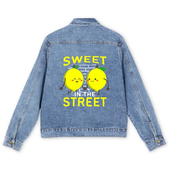 Sweet In The Street Sell Lemonade Funny Lemon Men's Denim Jackets