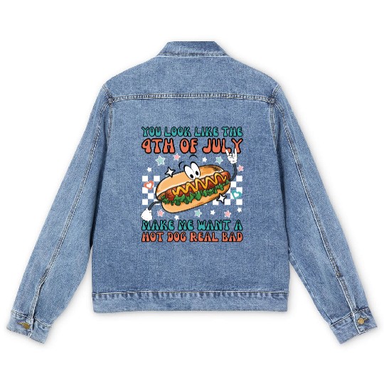 Makes Me Want A Hot Dog Real Bad, 4th July Men's Denim Jackets