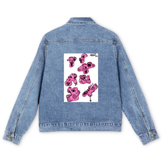 pink zombies Men's Denim Jackets