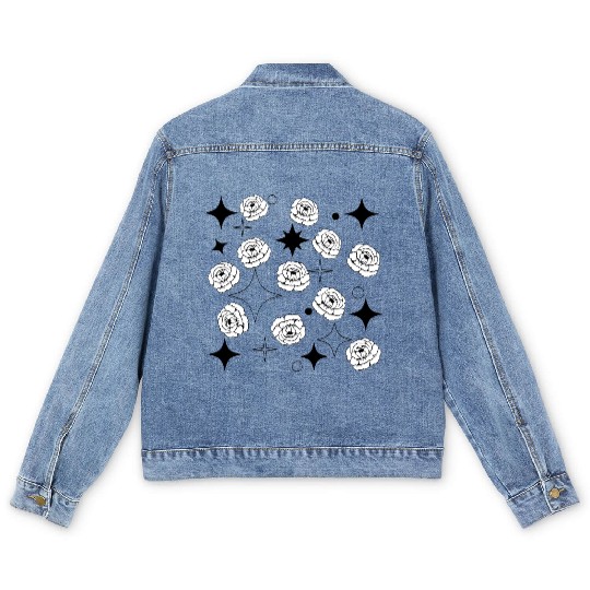 Minimalist and celestial aesthetic flower design Men's Denim Jackets