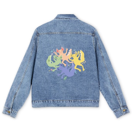 A group of Axolotl friends Men's Denim Jackets