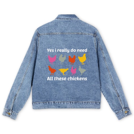Chicken Lover Poultry Farmer Farming Farm Funny Men's Denim Jackets
