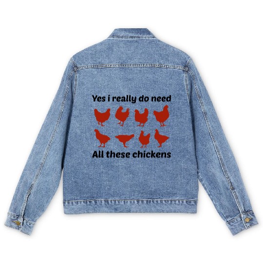 Chicken Lover Poultry Farmer Farming Farm Funny Men's Denim Jackets