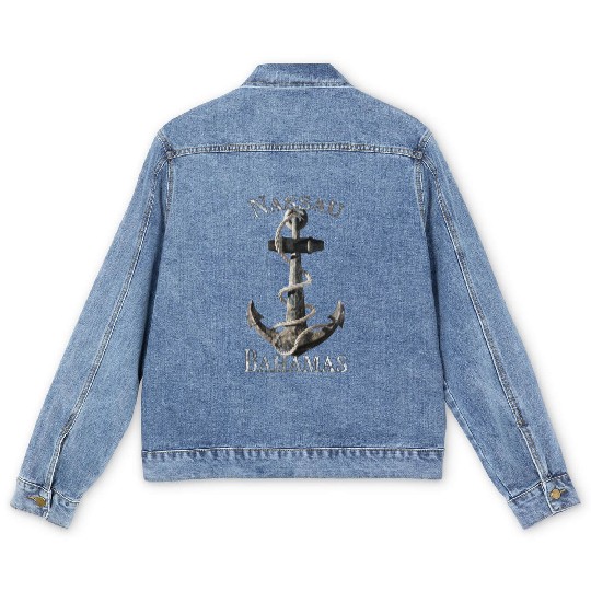 Nassau Bahamas Nautical Anchor Sailing Men's Denim Jackets