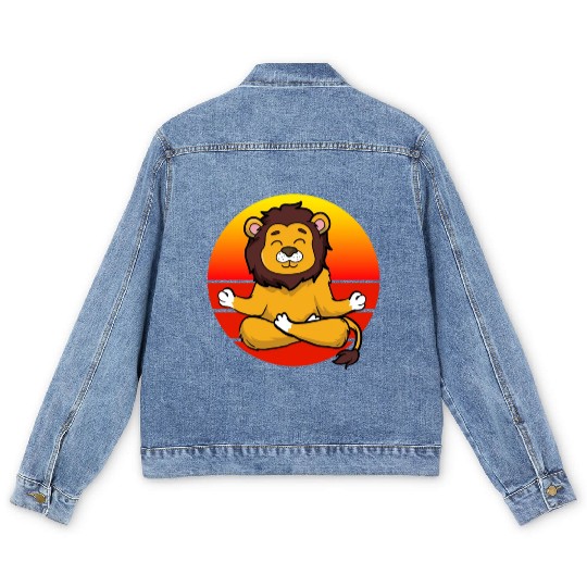 Yoga Lion, Meditation Yoga For Children And Men's Denim Jackets