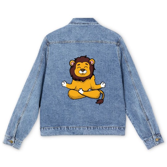 Yoga Lion, Meditation Yoga For Children And Men's Denim Jackets