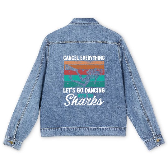 Scuba Diving Dancing with Sharks Scuba Diver Men's Denim Jackets