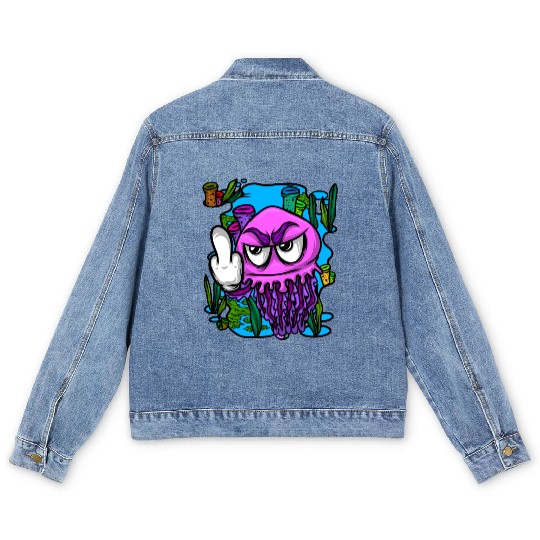 Jelly Fish Middle Finger Jellyfish Men's Denim Jackets