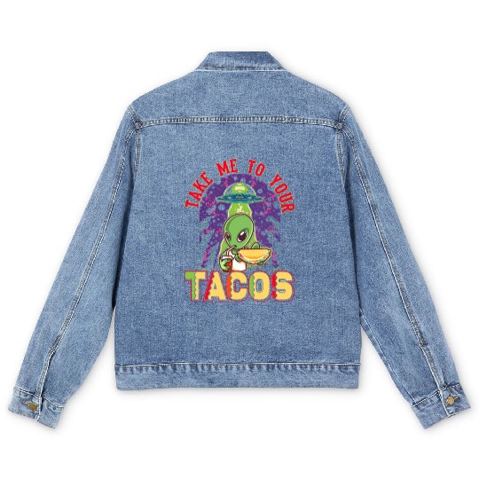 Funny Taco Alien Mexican Food Lover Men's Denim Jackets