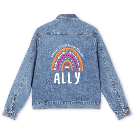 Ally Lesbian Pride Rainbow Men's Denim Jackets