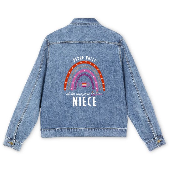 Rainbow Uncle Lesbian Niece Men's Denim Jackets