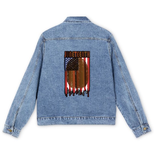 Juneteenth US Flag African American Graphic Men's Denim Jackets