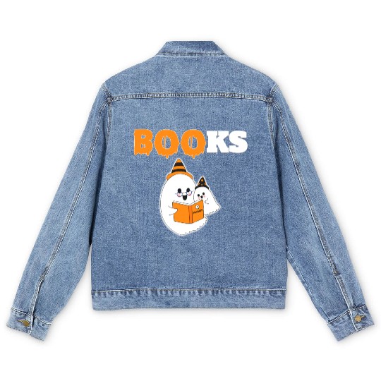 BOO Halloween Librarian Library English Teacher Men's Denim Jackets