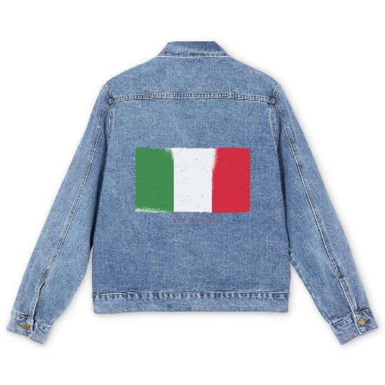 Italy Flag PIzza Pasta Travel Italy Flag PIzza Pas Men's Denim Jackets