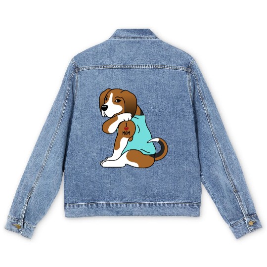 I Love Mom Tattoo Basset Hound Men's Denim Jackets