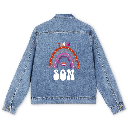 Lesbian Rainbow Proud Son Lesbian Men's Denim Jackets