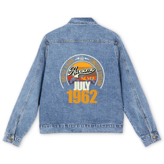 Awesome since July 1962 60th birthday saying 60 Men's Denim Jackets