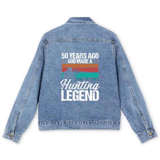 50 Year Old Hunting Funny 50th Birthday for Hunter Men's Denim Jackets