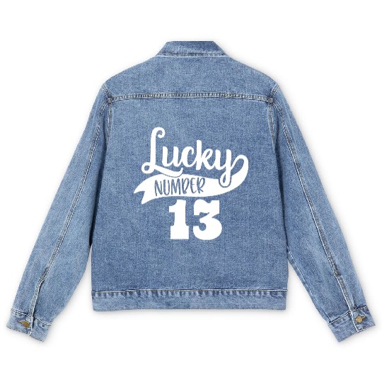 Lucky Number 13 Birthday Party Design Men's Denim Jackets