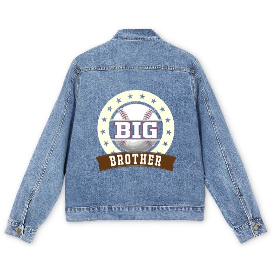 Big Brother Baseball Son Baseball Fan Men's Denim Jackets