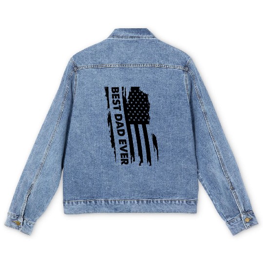 Father's Day Best Dad Ever with Us American Flag Men's Denim Jackets