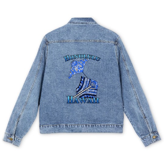 Honolulu Vacation Tribal Stingrays Men's Denim Jackets