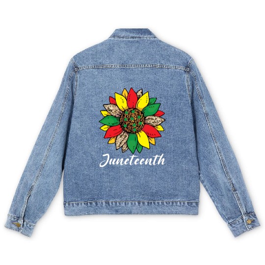 Juneteenth sunflower , African American holiday Men's Denim Jackets