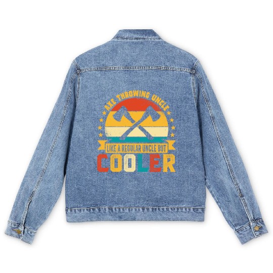 Retro Axe Throwing Uncle - Like a Regular Uncle Men's Denim Jackets